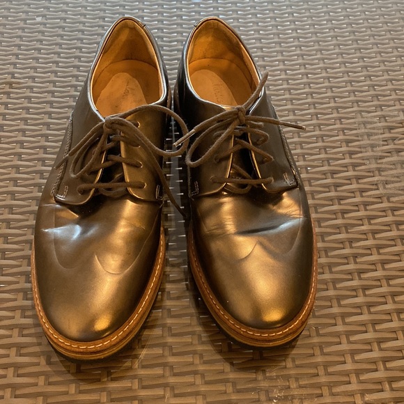 Clarks Pewter Oxford Shoes - Picture 2 of 7